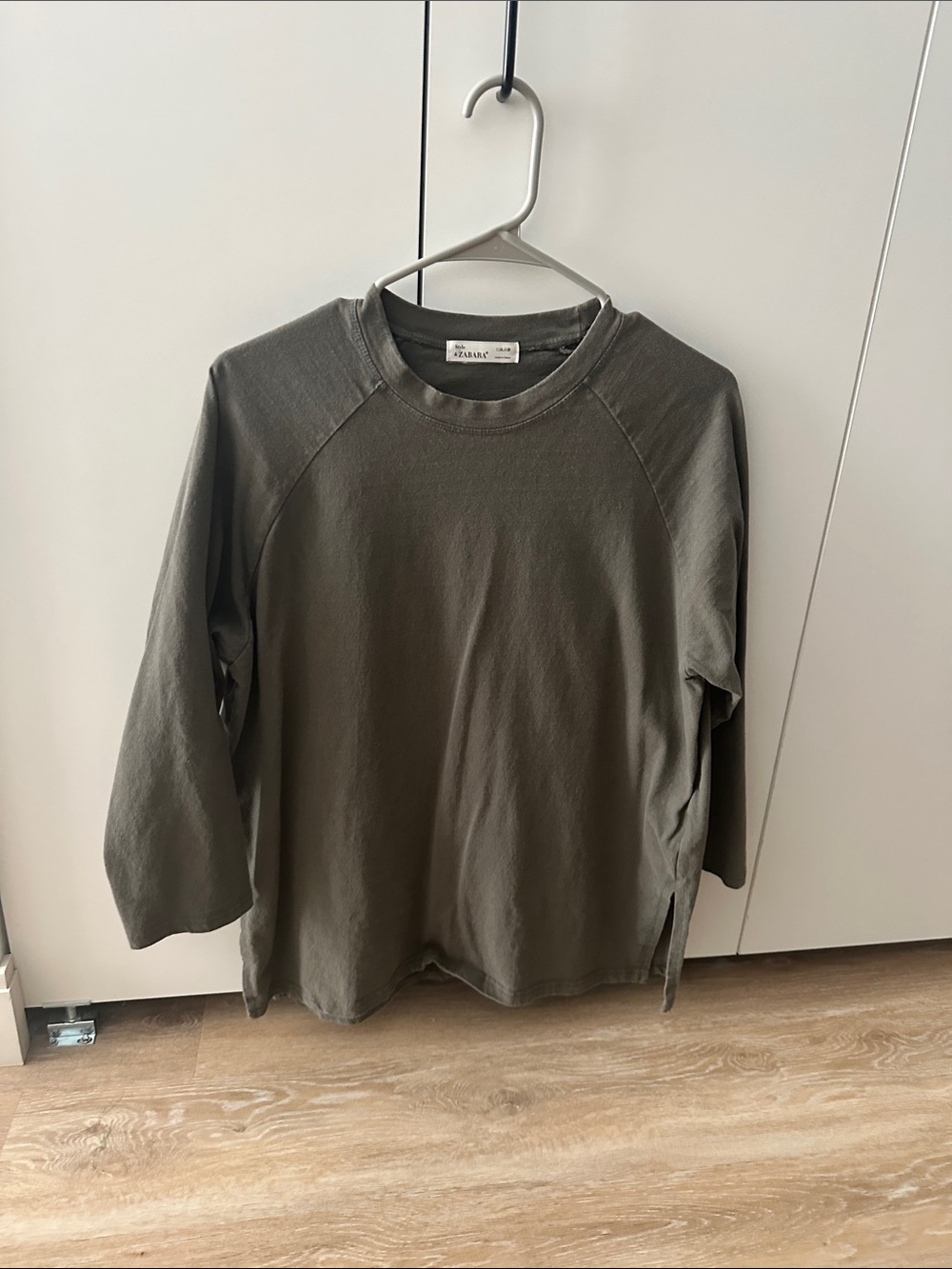 Olive Green Long Sleeve Crewneck Top